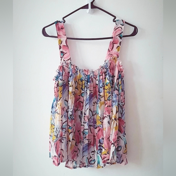 Forever 21 Tops - Forever21 Sheer Floral Tank Top